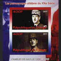 Congo 2011 Charles de Gaulle imperf sheetlet containing 2 values unmounted mint