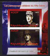 Congo 2011 Charles de Gaulle imperf sheetlet containing 2 values unmounted mint