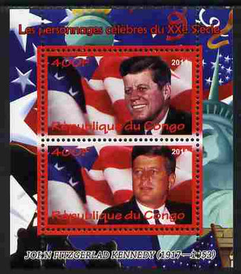 Congo 2011 John F Kennedy perf sheetlet containing 2 values unmounted mint