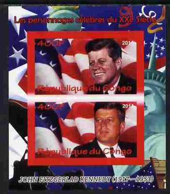 Congo 2011 John F Kennedy imperf sheetlet containing 2 values unmounted mint