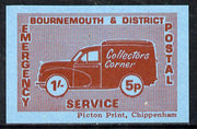 Cinderella - Great Britain 1971 Bournemouth & District Emergency Postal Service 'Collectors Corner Morris Van' dual value 1s - 5p in red on blue paper unmounted mint