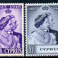 Cyprus 1948 KG6 Royal Silver Wedding set of 2 unmounted mint SG 166-7
