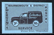 Cinderella - Great Britain 1971 Bournemouth & District Emergency Postal Service 'Collectors Corner Morris Van' dual value 2s - 10p in black on blue paper unmounted mint block of 4