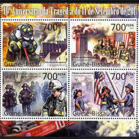 Guinea - Bissau 2011 Tenth Anniversary of 9/11 Tragedy perf sheetlet containing 4 values unmounted mint