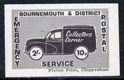 Cinderella - Great Britain 1971 Bournemouth & District Emergency Postal Service 'Collectors Corner Morris Van' dual value 2s - 10p in black on blue white unmounted mint