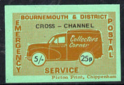 Cinderella - Great Britain 1971 Bournemouth & District Emergency Postal Service 'Collectors Corner Morris Van' dual value 5s - 25p in red on green paper inscribed 'Cross Channel' unmounted mint
