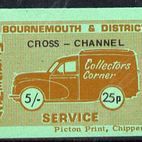 Cinderella - Great Britain 1971 Bournemouth & District Emergency Postal Service 'Collectors Corner Morris Van' dual value 5s - 25p in red on green paper inscribed 'Cross Channel' unmounted mint block of 4