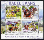 Guinea - Bissau 2011 Cadel Evans - Winner of Tour de France Cycle Race perf sheetlet containing 4 values unmounted mint