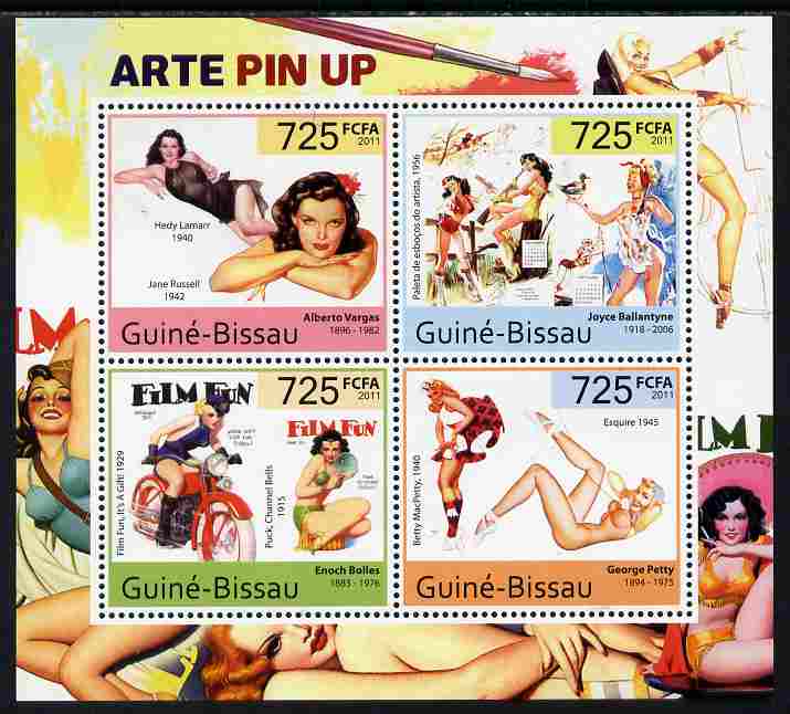 Guinea - Bissau 2011 Pin Up Art perf sheetlet containing 4 values unmounted mint