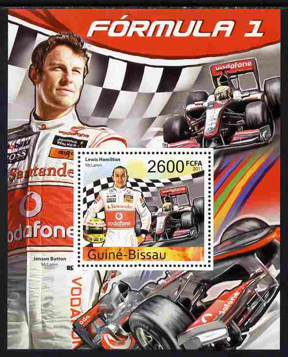 Guinea - Bissau 2011 Formula 1 - Lewis Hamilton perf s/sheet unmounted mint