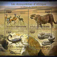 Togo 2011 Ecosystem of Africa - Animals of the Sahara Desert perf sheetlet containing 4 values unmounted mint