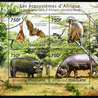 Togo 2011 Ecosystem of Africa - Animals of the Sub-Sahara Desert perf sheetlet containing 4 values unmounted mint