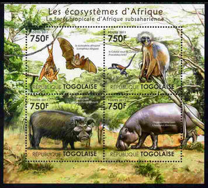 Togo 2011 Ecosystem of Africa - Animals of the Sub-Sahara Desert perf sheetlet containing 4 values unmounted mint