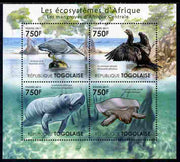 Togo 2011 Ecosystem of Africa - Animals of the Central Mangrove perf sheetlet containing 4 values unmounted mint