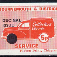 Cinderella - Great Britain 1971 Bournemouth & District Emergency Postal Service 'Collectors Corner Morris Van',5p in red on whiter paper opt'd 'Decimal Issue' unmounted mint