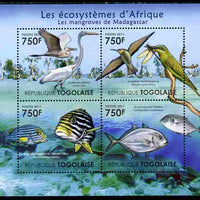 Togo 2011 Ecosystem of Africa - Animals of the Madagascar Mangrove perf sheetlet containing 4 values unmounted mint