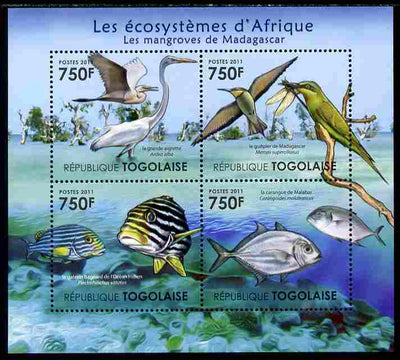 Togo 2011 Ecosystem of Africa - Animals of the Madagascar Mangrove perf sheetlet containing 4 values unmounted mint