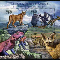 Togo 2011 Ecosystem of Africa - Animals of the Serengeti perf sheetlet containing 4 values unmounted mint