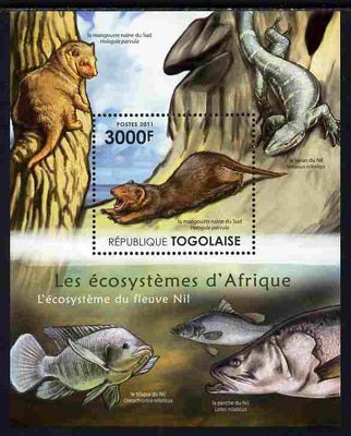 Togo 2011 Ecosystem of Africa - Animals of the River Nile perf s/sheet unmounted mint