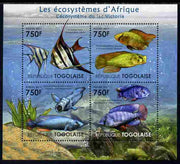 Togo 2011 Ecosystem of Africa - Animals of the Lake Victoria perf sheetlet containing 4 values unmounted mint