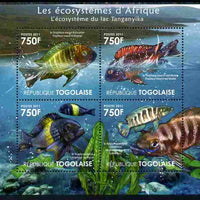 Togo 2011 Ecosystem of Africa - Animals of the Lake Tanganyika perf sheetlet containing 4 values unmounted mint