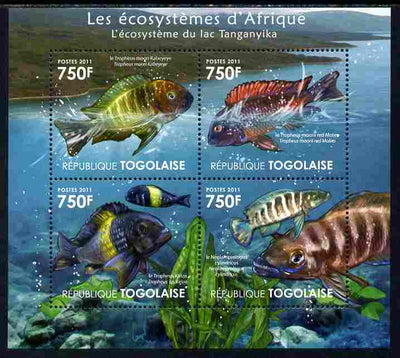 Togo 2011 Ecosystem of Africa - Animals of the Lake Tanganyika perf sheetlet containing 4 values unmounted mint