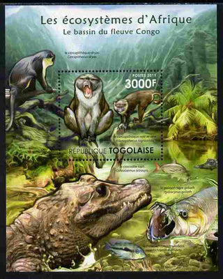 Togo 2011 Ecosystem of Africa - Animals of the River Congo perf s/sheet unmounted mint