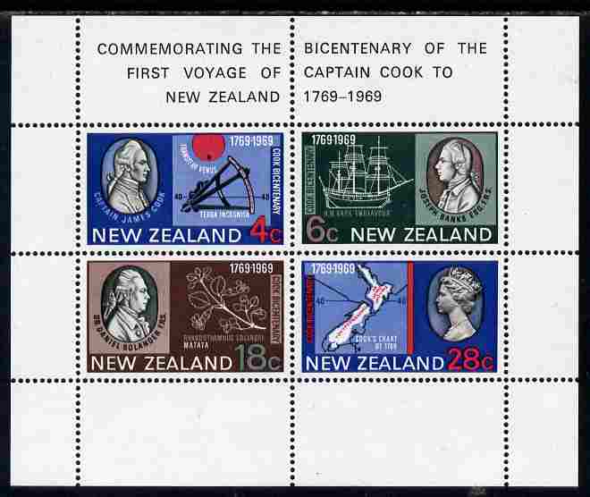 New Zealand 1969 Bicentenary of Captain Cook's Landing m/sheet unmounted mint SG MS 910