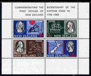 New Zealand 1969 Bicentenary of Captain Cook's Landing m/sheet unmounted mint SG MS 910