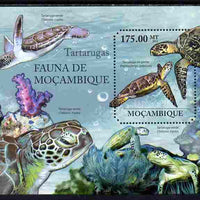 Mozambique 2011 Turtles perf m/sheet containing octagonal shaped value unmounted mint