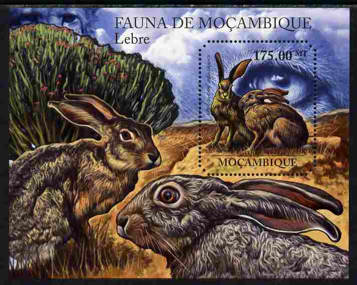 Mozambique 2011 Hares perf m/sheet containing octagonal shaped value unmounted mint