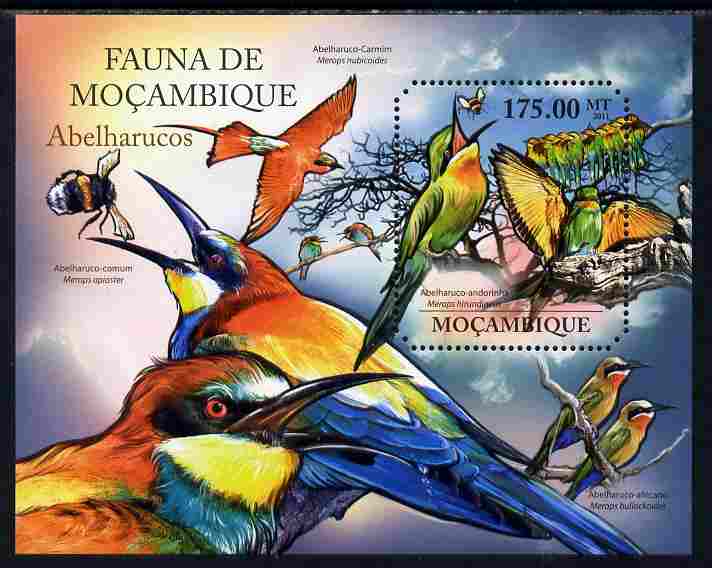 Mozambique 2011 Bee Eaters perf m/sheet containing octagonal shaped value unmounted mint