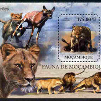Mozambique 2011 Lions perf m/sheet containing octagonal shaped value unmounted mint