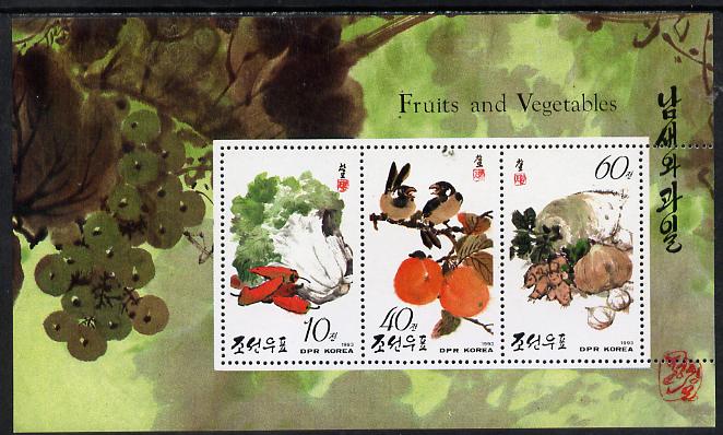 North Korea 1993 Fruit & Vegetables m/sheet #1 (10w, 40w & 60w values) unmounted mint