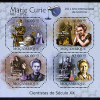 Mozambique 2011 Marie Curie perf sheetlet containing four octagonal shaped values unmounted mint