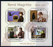 Mozambique 2011 Paintings of Rene Magritte perf sheetlet containing four octagonal shaped values unmounted mint