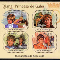Mozambique 2011 Diana Princess of Wales perf sheetlet containing four octagonal shaped values unmounted mint