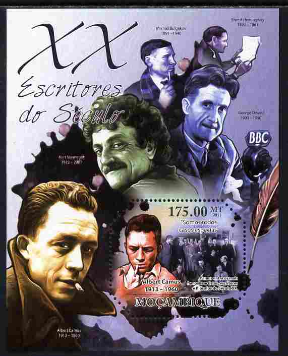 Mozambique 2011 Writers of the 20th Century perf s/sheet containing octagonal shaped value unmounted mint