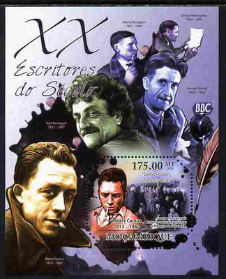 Mozambique 2011 Writers of the 20th Century perf s/sheet containing octagonal shaped value unmounted mint