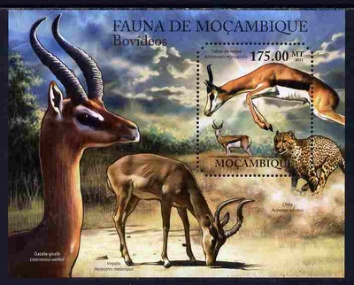Mozambique 2011 Antelopes perf s/sheet containing octagonal shaped value unmounted mint