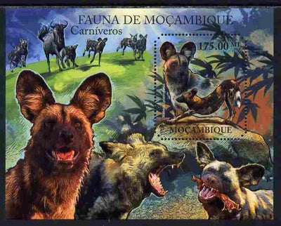 Mozambique 2011 African Wild Dog perf s/sheet containing octagonal shaped value unmounted mint