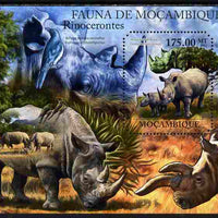 Mozambique 2011 Rhinos perf s/sheet containing octagonal shaped value unmounted mint