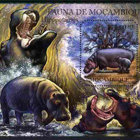 Mozambique 2011 Hippos perf s/sheet containing octagonal shaped value unmounted mint