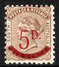 South Australia 1891-93 Surcharged 5d on 6d pale brown mounted mint SG 230