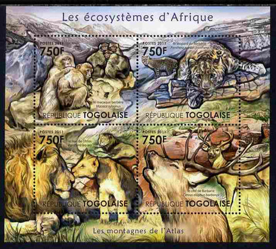 Togo 2011 Ecosystem of Africa - The Atlas Mountains perf sheetlet containing 4 values unmounted mint