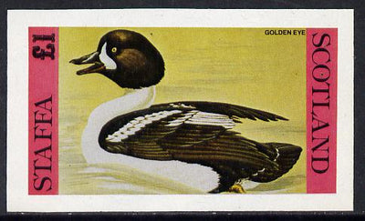 Staffa 1979 Water Birds #02 (Golden Eye) imperf souvenir sheet (£1 value) unmounted mint