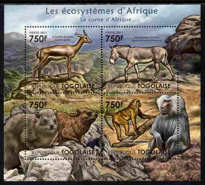 Togo 2011 Ecosystem of Africa - The Horn of Africa perf sheetlet containing 4 values unmounted mint