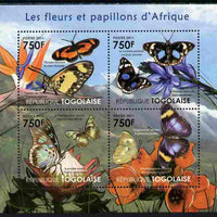 Togo 2011 Flowers & Butterflies of Africa perf sheetlet containing 4 values unmounted mint