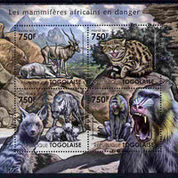 Togo 2011 Endangered Animals of Africa perf sheetlet containing 4 values unmounted mint