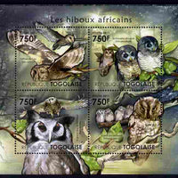 Togo 2011 Owls of Africa perf sheetlet containing 4 values unmounted mint
